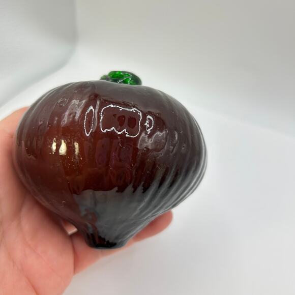 Blown Glass Red Onion Life Size Green Stem Unique Beautiful - Picture 7 of 10